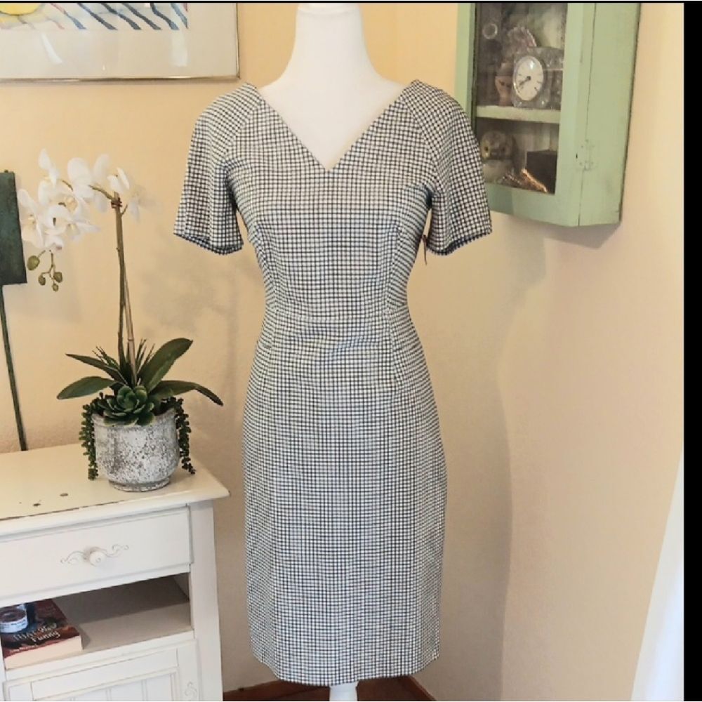 Banana Republic Black and White Gingham Sheath Dress